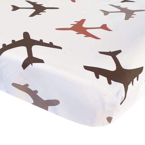Bink Bedding Planes Hoeslaken Choco 60 x 120 cm