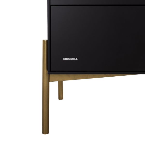 Kidsmill Boutique Babykamer Zwart / Brass | Bed 60 x 120 cm + Commode + Kast 2-Deurs