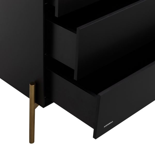 Kidsmill Boutique Babykamer Zwart / Brass | Bed 60 x 120 cm + Commode + Kast 2-Deurs