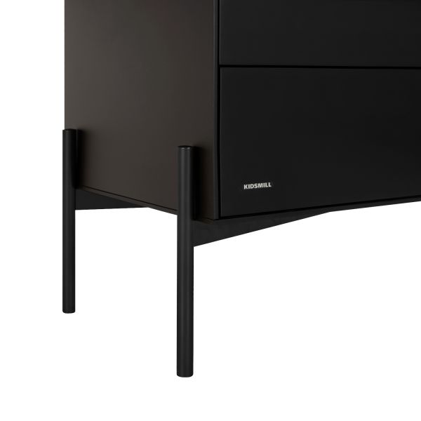 Kidsmill Boutique Babykamer Zwart Mat | Bed 60 x 120 cm + Commode + Kast 2-Deurs