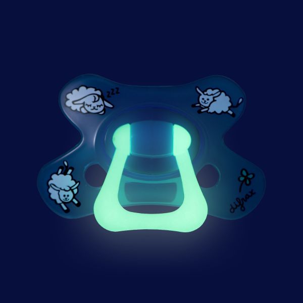 Difrax Glow In The Dark Fopspeen - Anatomisch - 6+ Mnd - Wit