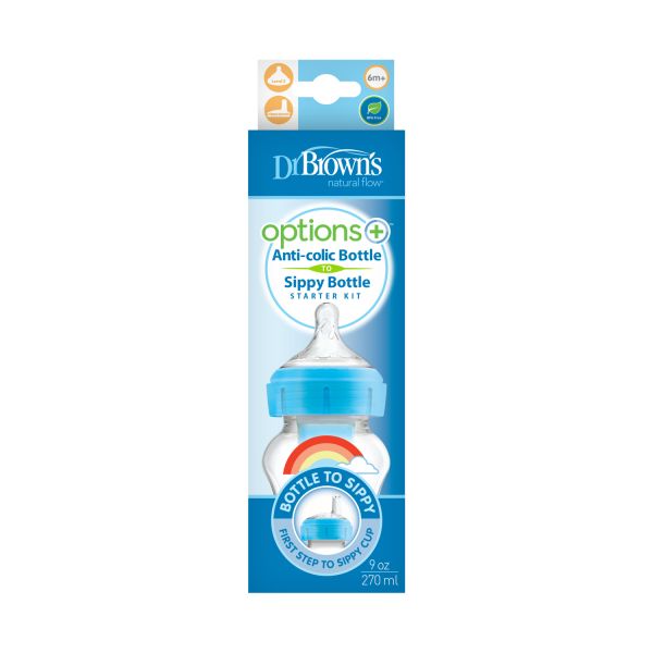 Dr. Brown’s Options+ Starter Kit Fles / Sippy Blauw 270 ml