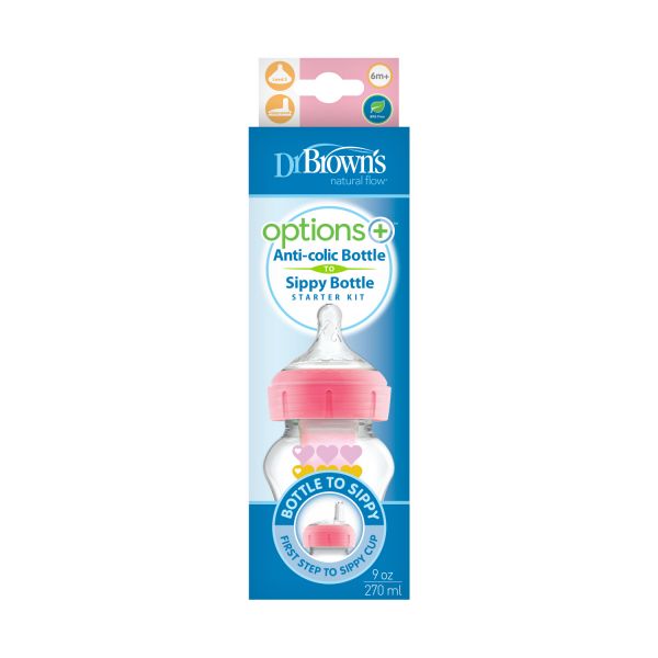 Dr. Brown’s Options+ Starter Kit Fles / Sippy Roze 270 ml