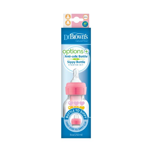 Dr. Brown’s Options+ Starter Kit Fles / Sippy Smal Roze 250 ml