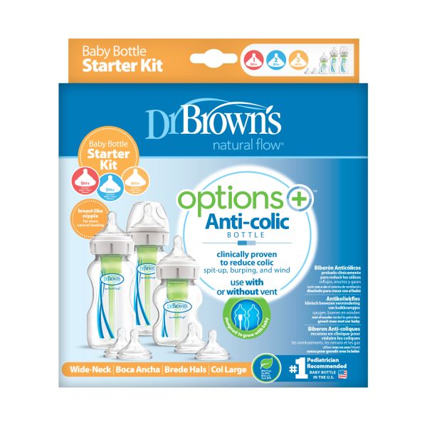 Dr. Brown's Options+ Anti-colic Startpakket Brede Halsfles