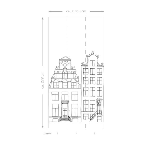 Estahome Amsterdamse Grachtenhuizen Behang Zwart / Wit
