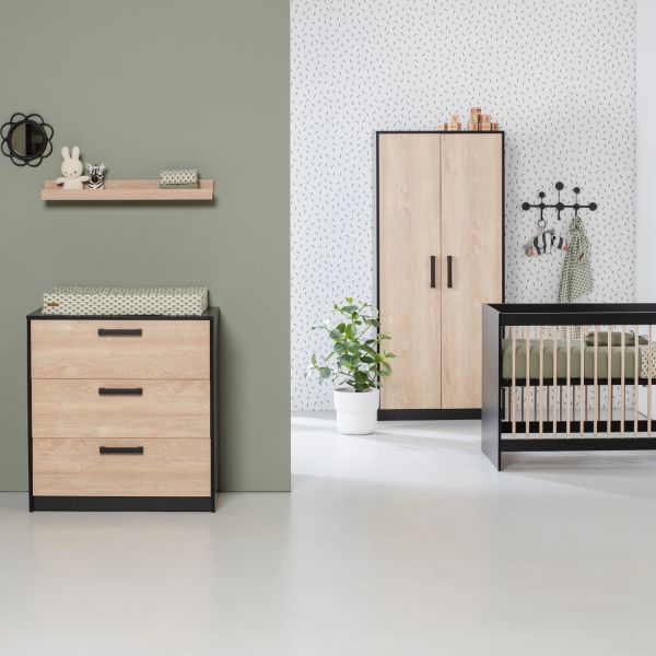 Europe Baby Nova Babybed Zwart Eiken 60 x 120 cm