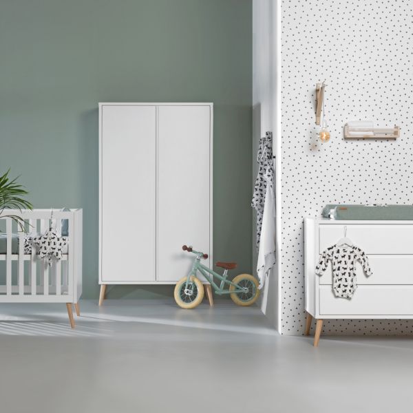 Europe Baby Sterre Babykamer Wit / Naturel | Ledikant 60 x 120 cm + Commode 