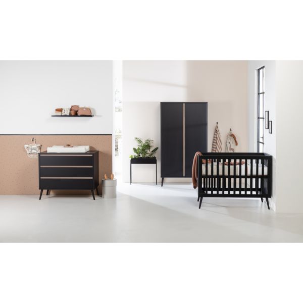 Europe Baby Sterre Babykamer Zwart / Oak | Bed 70 x 140 cm + Commode
