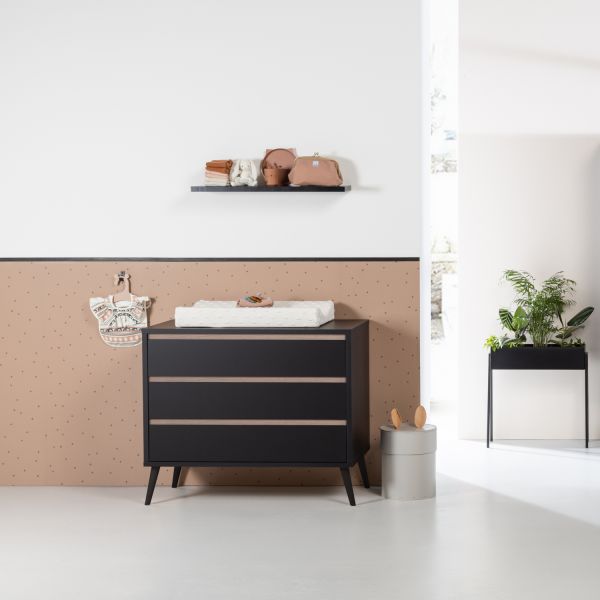 Europe Baby Sterre Babykamer Zwart / Oak | Bed 70 x 140 cm + Commode
