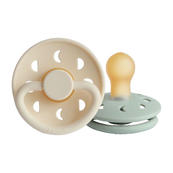 FRIGG Moon Fopspeen - Rond - 2 Stuks - 0-6 Mnd - Cream/Sage