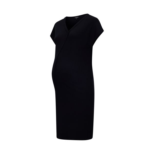 Het Bevallingsjurkje Bamboo Rib - XS / S - Black