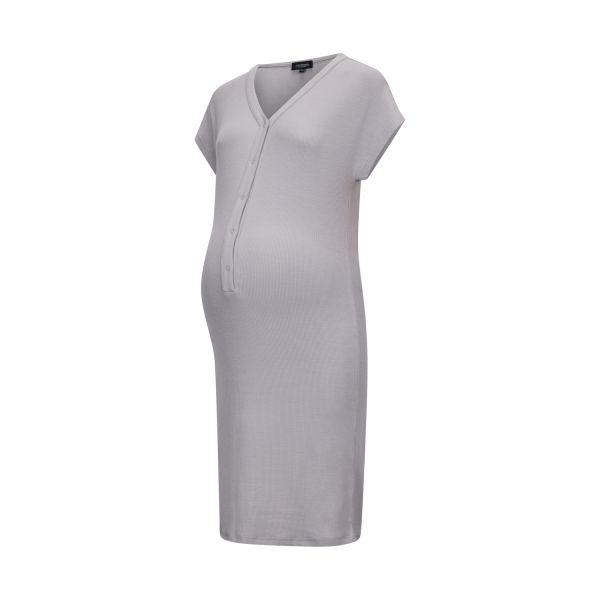 Het Bevallingsjurkje Bamboo Rib - XS / S - Grey