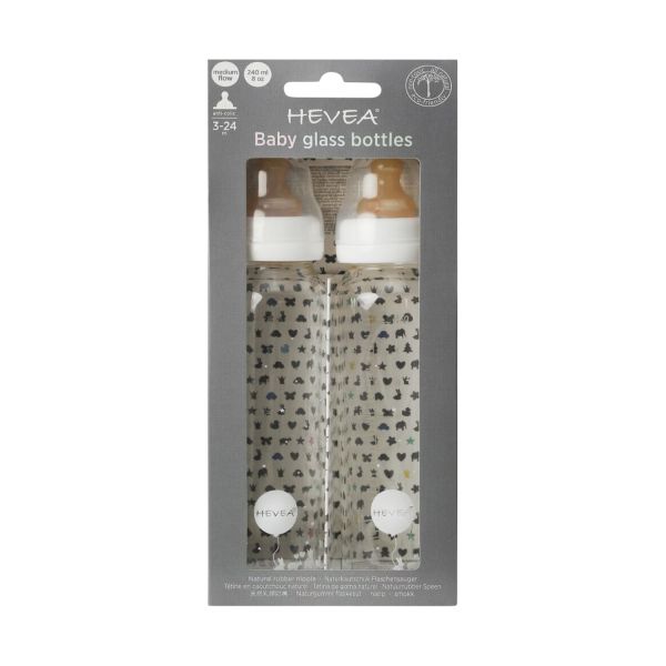 Hevea Glazen Fles 240 ml 2 Stuks