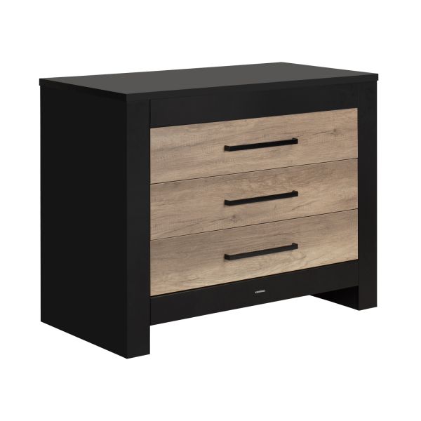 Kidsmill Long Island Babykamer Zwart / Oldwood | Bed 60 x 120 cm + Commode + Kast 2-Deurs