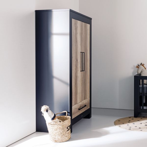 Kidsmill Long Island Kledingkast 2-Deurs Zwart / Oldwood