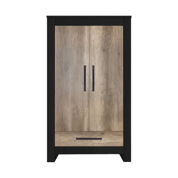 Kidsmill Long Island Babykamer Zwart / Oldwood | Bed 60 x 120 cm + Commode + Kast 2-Deurs