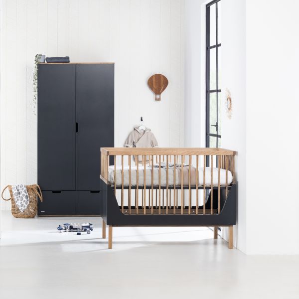 Kidsmill Sepp Babybed Antraciet / Beuken 60 x 120 cm