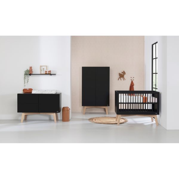 Kidsmill Sixties Kledingkast 2-Deurs Zwart Mat / Naturel