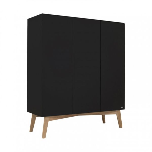 Kidsmill Sixties Kledingkast 3-deurs Zwart Mat / Naturel