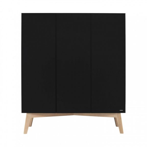 Kidsmill Sixties Kledingkast 3-deurs Zwart Mat / Naturel