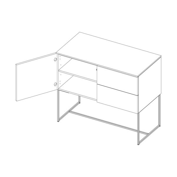Kidsmill Intense II Commode 1D / 2L Mat Wit - Zwart - Mat Wit