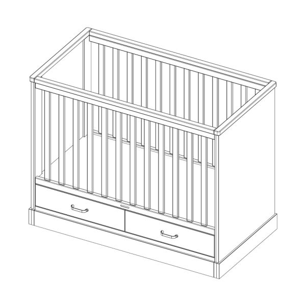 Kidsmill Newport Babybed Wit / Eiken Greep Zwart 60 x 120 cm