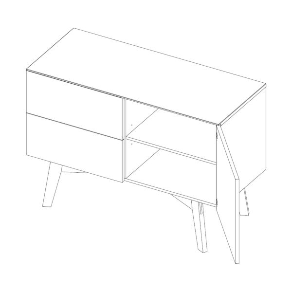 Kidsmill Sixties Commode Wit Mat / Walnoot