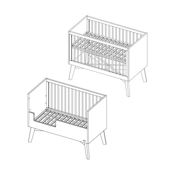 Kidsmill Sixties Babybed Wit Mat / Naturel 60 x 120 cm