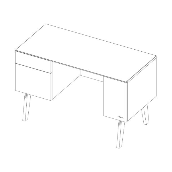 Kidsmill Sixties Kinderkamer Wit Mat / Walnoot | Bed 90 x 200 + Bureau +  Kast 2-Deurs