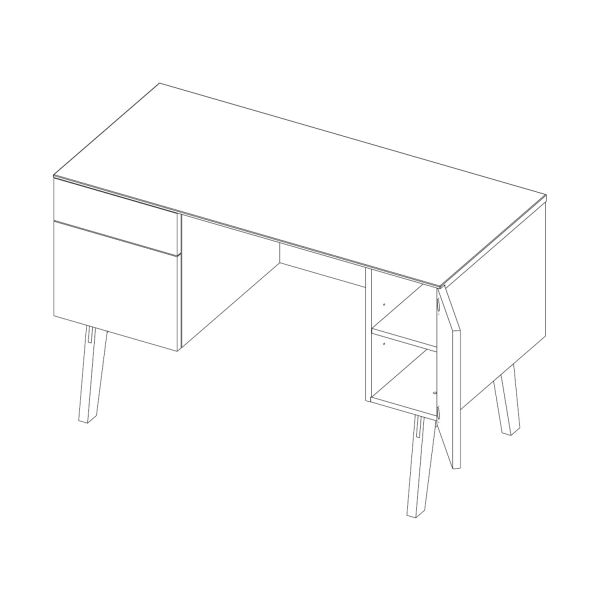 Kidsmill Sixties Bureau Wit Mat / Naturel