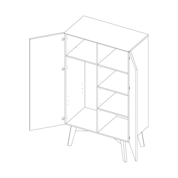 Kidsmill Sixties Kinderkamer Wit Mat / Walnoot | Bed 90 x 200 + Bureau +  Kast 2-Deurs