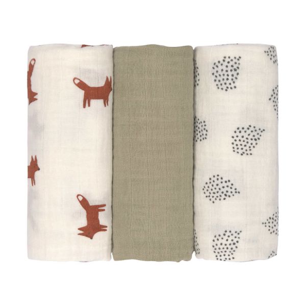 Laessig Little Forest Fox Swaddle 3 Stuks
