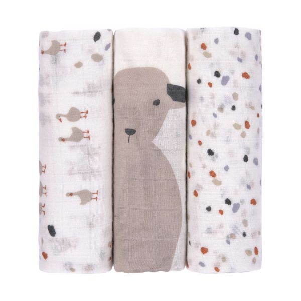 Laessig Tiny Farmer Explorer Speckles Swaddle 3 Stuks