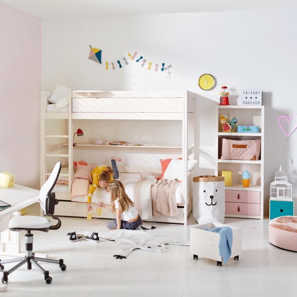 LIFETIME Kidsrooms Stapelbed Rechte Trap Whitewash