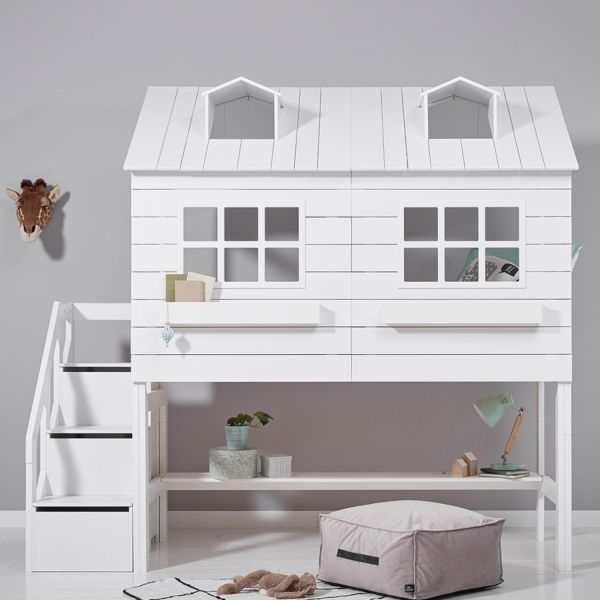LIFETIME Kidsrooms Halfhoogslaper Lakehouse Luxe Wit Gelakt
