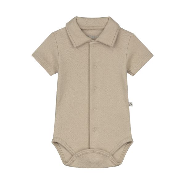 Mats & Merthe Noah Romper Met Kraag Korte Mouw Light Brown 1 Mnd