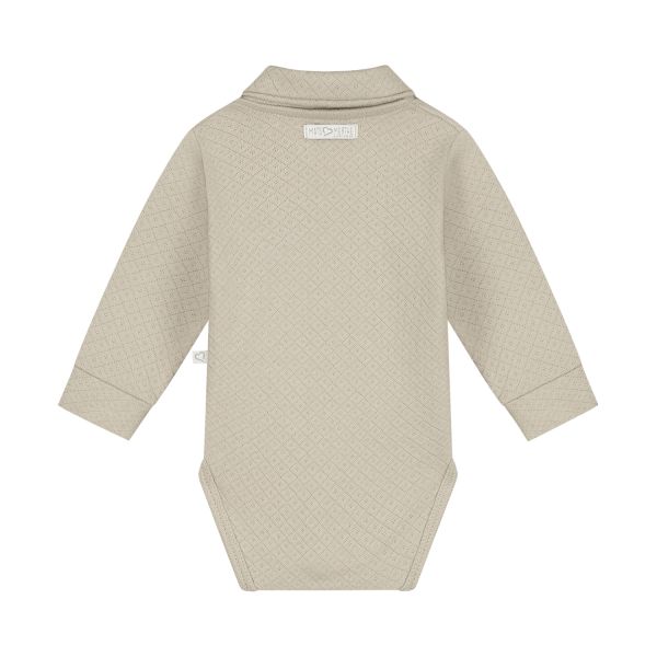 Mats & Merthe Noah Romper Met Kraag Lange Mouw light Brown 1 Mnd