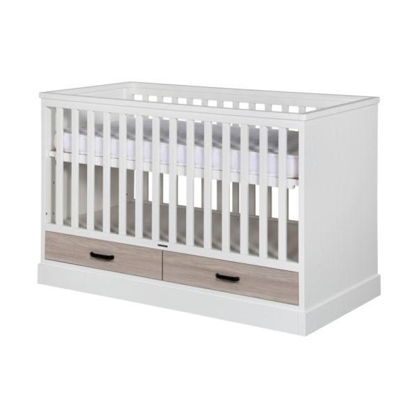 Kidsmill Newport Babybed Wit / Eiken Greep Zwart 60 x 120 cm