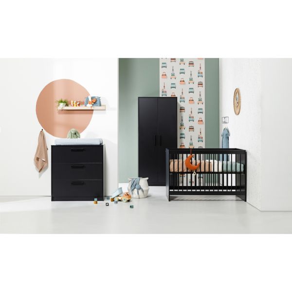 Europe Baby Nova Babykamer Zwart | Bed 60 x 120 cm + Commode