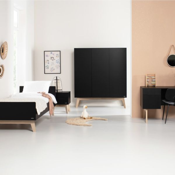 Kidsmill Sixties Kledingkast 3-deurs Zwart Mat / Naturel