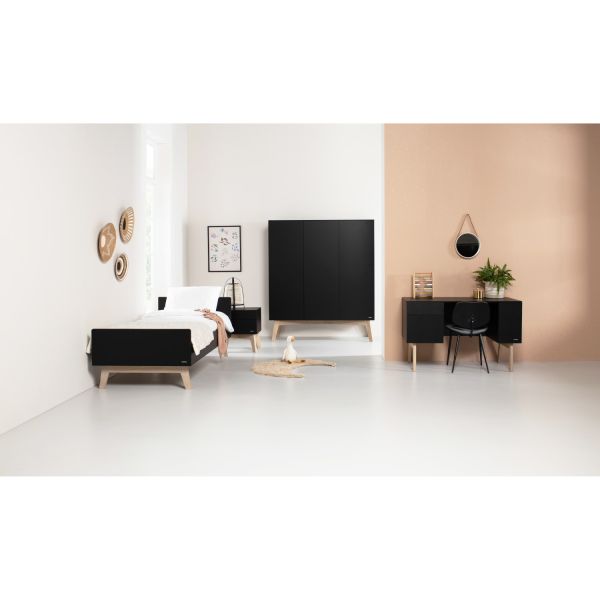 Kidsmill Sixties Kledingkast 3-deurs Zwart Mat / Naturel