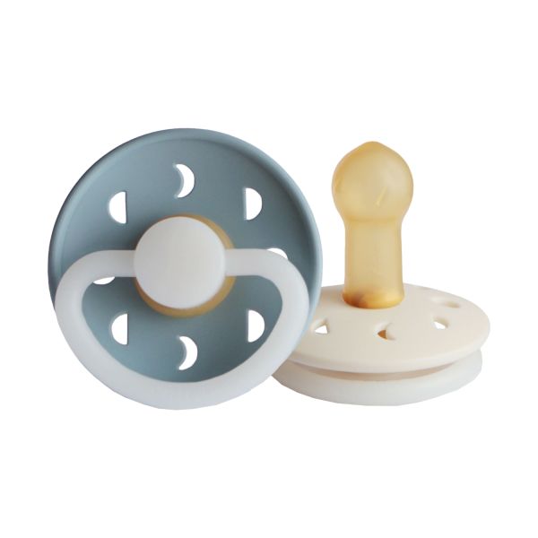 FRIGG Moon Night Fopspeen Stone Blue / Cream 0-6 Mnd 2 Stuks