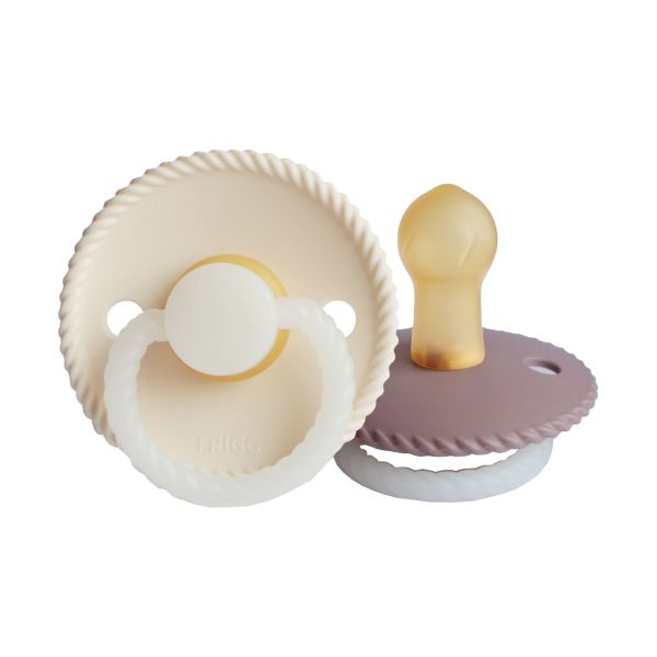 FRIGG Rope Glow Fopspeen Cream / Twilight 0-6 Mnd 2 Stuks