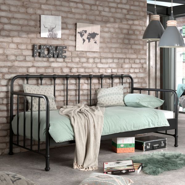 Vipack Bronxx Bedbank Metaal Zwart 90 x 200 cm