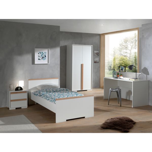 Vipack London Kinderkamer Wit | Bed 90 x 200 cm + Bureau