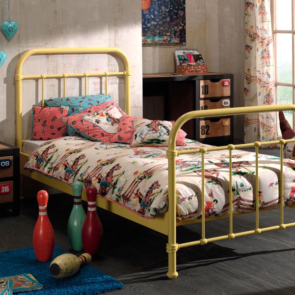 Vipack New York Bed Metaal Geel 90 x 200 cm