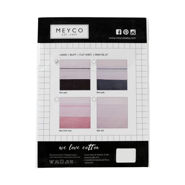 Meyco Wieglaken Wit Met Bies Grijs 75 x 100 cm