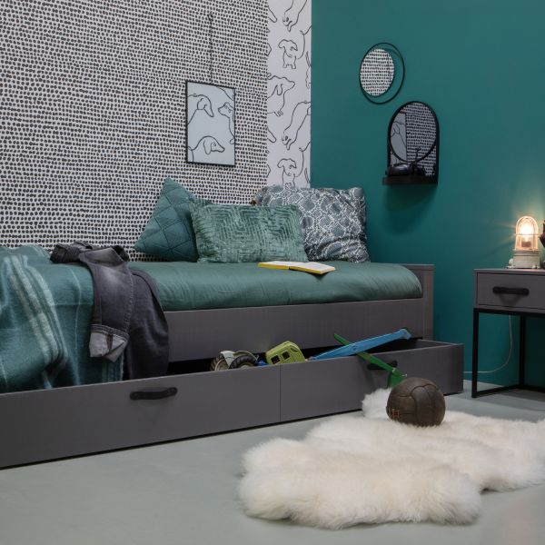 Woood Morris Kinderkamer Leem | Bed 90 x 200 cm + Bureau + Kast 2-Deurs