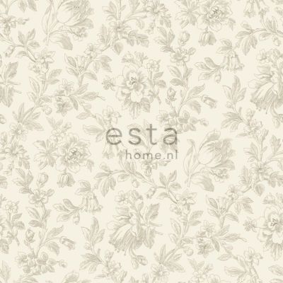 Estahome Elegante Bloemen Behang - Bruin